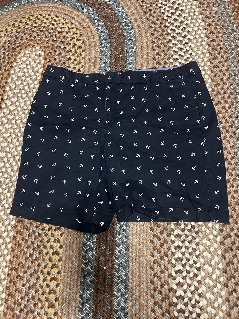 Tommy Hilfiger Navy Bermuda Shorts with White and pink Anchor Print